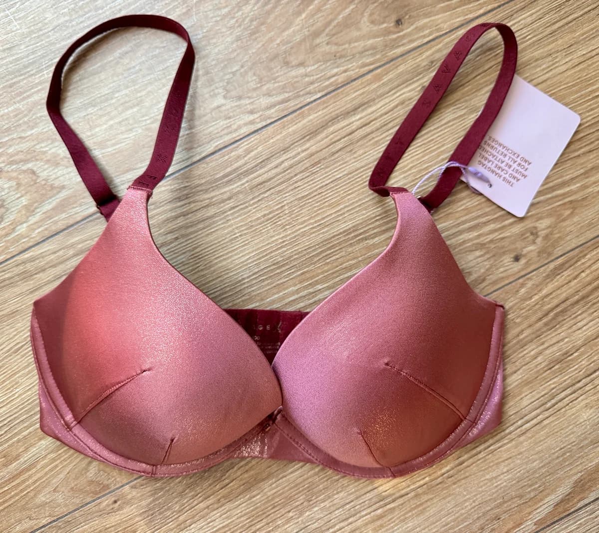 NOWY Savage X Fenty Rihanna Biustonosz 70E (32DD) Połyskujący Róż Złoto Metka